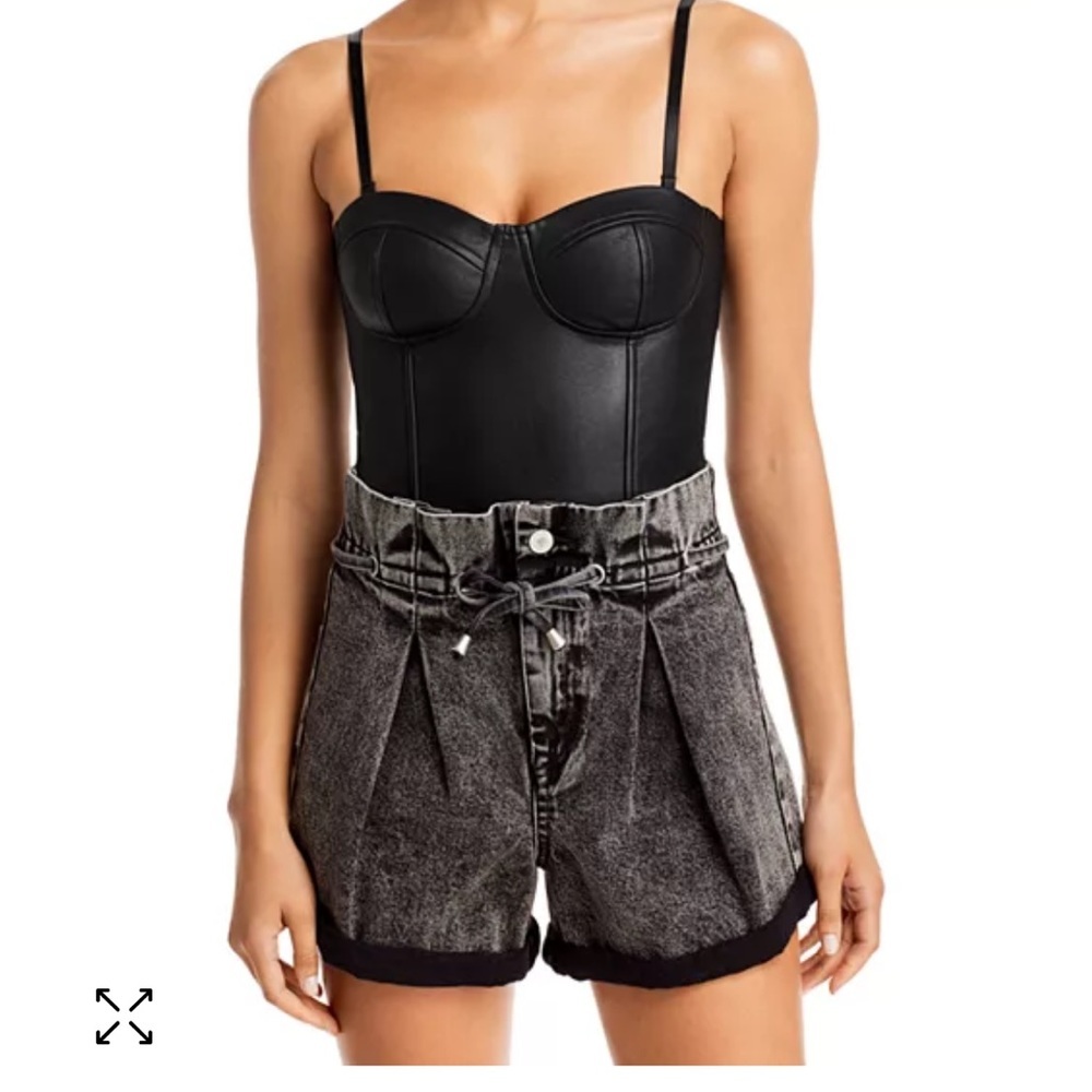 AQUA Maroon Corset Style Leather Bodysuit Size XS
